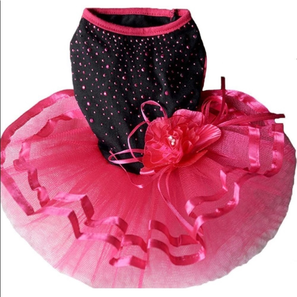 Dog Dress Black and Fuchsia. Size M - Picture 5 of 13